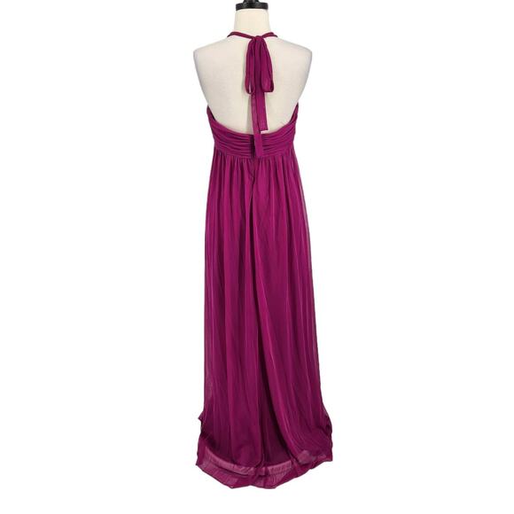 VINTAGE Formal Halter Gown Empire Waist Dress Pink Jeweled Beaded Size 8 - Picture 5 of 6